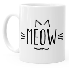 MoonWorks Coffee Cup Cat Meow Meow Meow Cat Tea Cup Plain White One Size