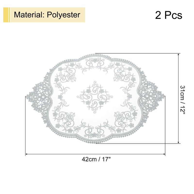 sourcing map 2Pcs Retro Lace Placemats, French Crochet Doilies Oval