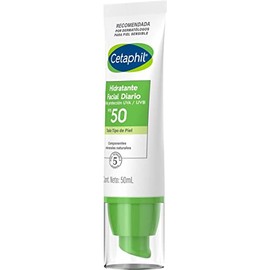 Cetaphil Hidratante Facial Diario con Protección UVA UVB y FPS 50, Hidrata con Fotoprotección UVA UVB Recomendada por Dermatólogos para Piel Sensible