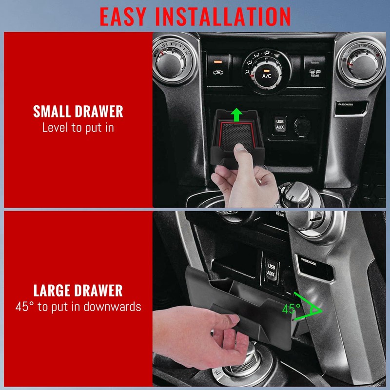 HIBRONGO Upgrade Console Storage Drawer Compatible with Toyota 4Runner Accessories