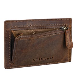 STILORD Trevor' Kartenhalter aus Leder, RFID-Mini-Brieftasche, Herren, Damen, Geldbörse, NFC, Geldbörse, echtes Leder, mittelbraun, M, Geldbörse