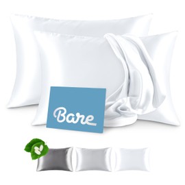 Bare Home 100% Mulberry Silk Pillowcase for Hair and Skin - Ultra Premium 6A Grade 19 Momme Silk Pillow Case - Hidden Zipper - Breathable Cooling Pillow Cover (Queen 2 Pack, White)