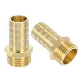 sourcing map 2 Pcs Brass Hose Barb Fitting, 5/8" Barb x G 1/2 Male Brass Barb Pipe Fitting Adapter with Tape for Connect Pipes Mechanical Devices Plumbing Equipment