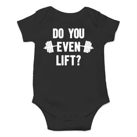 AW Fashions Do You Even Lift? Baby Bodysuit Cute, Fitness-Themed Outfit for Newborn & Infants Romper (6 Months, Black)