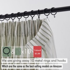 LIMON HOME Striped Sage Linen Kitchen Curtains 18 inch Length Pinch Pleat Cafe Curtains 1 Panels