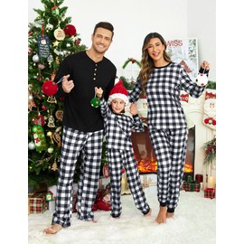 Ekouaer Family Christmas Pajamas Matching Sets Womens Mens Kids Pjs Long Sleeve Sleepwear Holiday Lounge Sets Plaid M