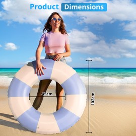Inflatable Pool Ring | Durable PVC Swim Rings for Kids, Teens, and Adults | Premium Quality | Eco-Friendly | Blow-Up Swimming Pool Rings for Summer Fun (Blue, Extra Large)