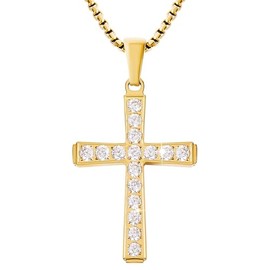 Milreason Cross Necklace for Women Trendy 18K Gold/White Gold/Rose Gold Plated Cross Pendant Necklaces for Women Diamond Necklaces for Women Elegant Christian Gift for Her Religious Gold Jewelry