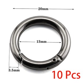 It Works Great 20mm OD Black Spring O Rings, Zinc Alloy Round Carabiner Keychain Rings Snap Clip Hook Binder Buckle Fastener for Key Chains Handbag Purse Shoulder Strap Curtain Diy (1/2 inch;10 Pcs)