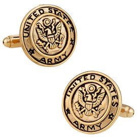 Cuff-Daddy US Army Cufflinks Gold for Active Military Veterans Travel Presentation Idea Box Men Mens