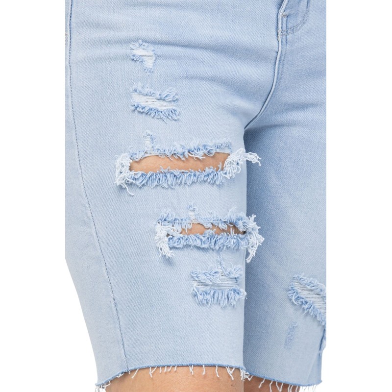Judy Blue Bermudas de talle alto para mujer, Azul/claro, M