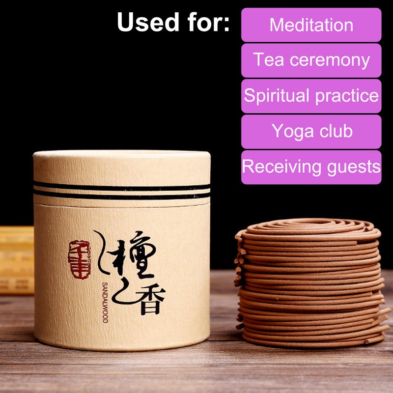 Sandalwood Coils Incense Natural 48 Pieces for Incense Holder Burner