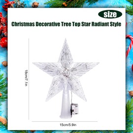 Christmas Tree Top Star 3D Glitter Hollow Star Tree Topper Christmas LED Lightup Tree Topper Glowing Star Tree Topper for Holiday Xmas Seasonal Party Home Decoration (Star-1)