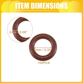INFINAUTO O Ring Seal Gasket, 6mm ID x 2mm CS for Cars Trucks SUVs Trailers Orings Seal Washer Replacement Automotive Faucet Repair Brown, 100 Pcs