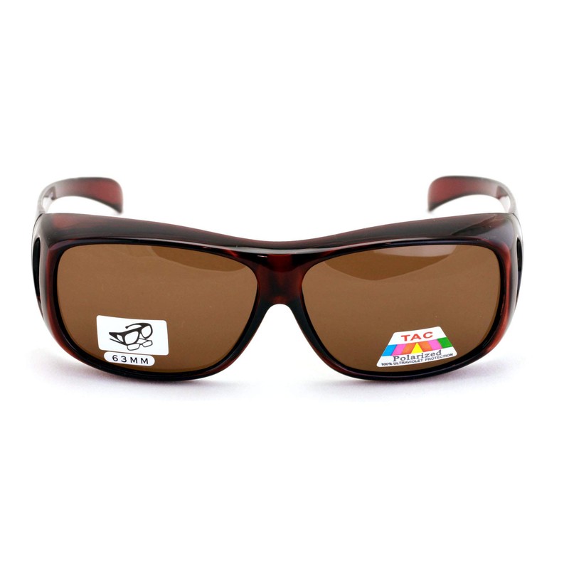 V.W.E. Polarized Fit Over Glasses Sunglasses 60mm Rectangular Frame Black