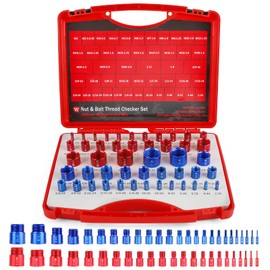 WILTEEXS 48PCS Thread Checker, Nut and Bolt Thread Checker, Individually Assembled Bolt and Nut Identifier Gauge 23 Inch and 25 Metric, Bolt Size and Thread Gauge with Case, Red & Blue