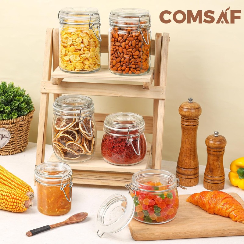ComSaf 8oz Small Airtight Glass Jars Set of 6 with