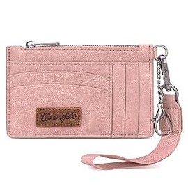 Wrangler Card Wallet Keychain Wallet with Wristlet Strap keychain wristlet - Color: Pink