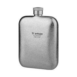 Ti artisan Titanium Wine Flask for Outdoor Camping, Hiking, Climbing, Ultralight Titanium Flask Wine Bottle (5.8fl oz（silvery）)