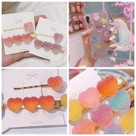 iSuperb 60pcs Slime Charms Mixed Candy Resin Cabochon Love Heart Mini Sweet Candy Model Epoxy Resin Jewelry DIY Slime Accessories for Scrapbooking Crafts (Heart-Shape)