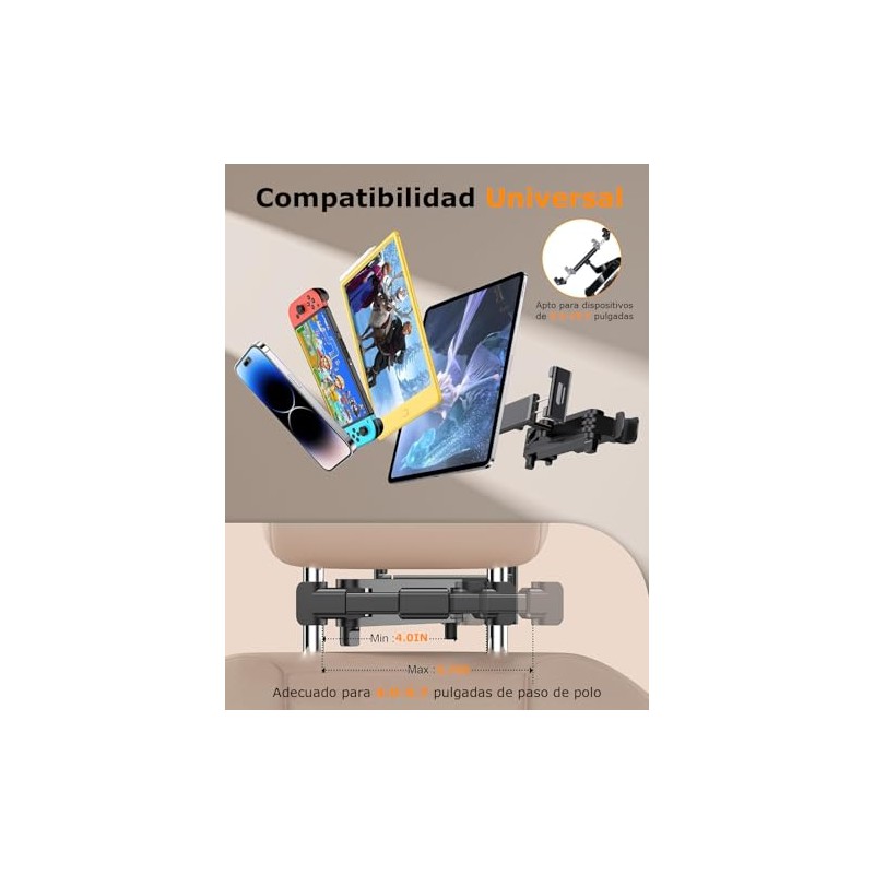 Soporte para Tablet Automovil para Reposacabezas,Seguro & Estable