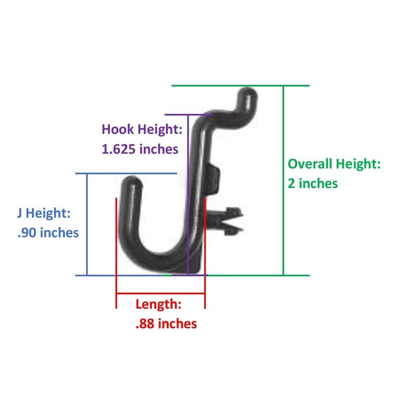 JSP Manufacturing Peg Board Plastic J Hook Style Hooks |