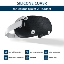 Silicon Protective Cover for O-culus Quest 2 Headset,Mcbazel Quest 2 Headset Cover, Preventing Collisions and Scratches,Black