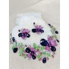 MMonesu Crystal Flower Bib Statement Necklace Set Chunky Purple Flower