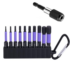 Magnetic Screwdriver Drill Bit Set H1.5-H8 Metric Impact Hex Head Screwdriver Bit 1/4" Hex Shank Positioning Bit Batch Head with 2-3/8" Extension Socket Drill Bit Holder. (11pcs）