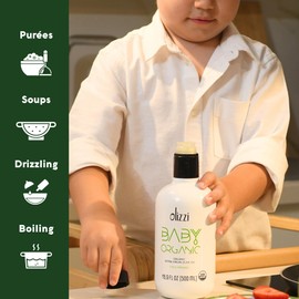 Olive Oil for Baby Food - Olizzi Baby Organic Extra Virgin Olive Oil - Award Winner - Cold Pressed - USDA Organic Certified - Kosher - Delicious and Smooth Taste 16.9 FL Oz (500ml)