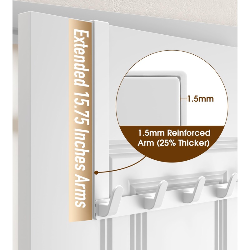 KitchLife Long Over The Door Hooks Hanger with 15.75" Extended