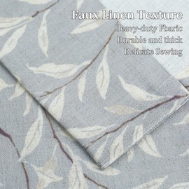 VOGOL Leaves Pattern Curtains for Bedroom, Grey Botanical Printed Design, Light Filtering Faux Linen Textured Drapes for Dinging Room Living Room, 52×63, 1 Panel