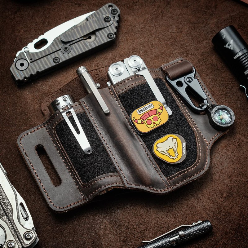 VIPERADE Leather Sheath for Belt, EDC Multitool Sheath, Leather Knife