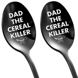 Dad The Cereal Killer Spoon Gifts,Funny Christmas Father’ Day Gift For Papa,Cereal Killer-2PCS Laser Engraved Stainless Steel Spoons,Birthday Thanksgiving Day Gift For Grandpa