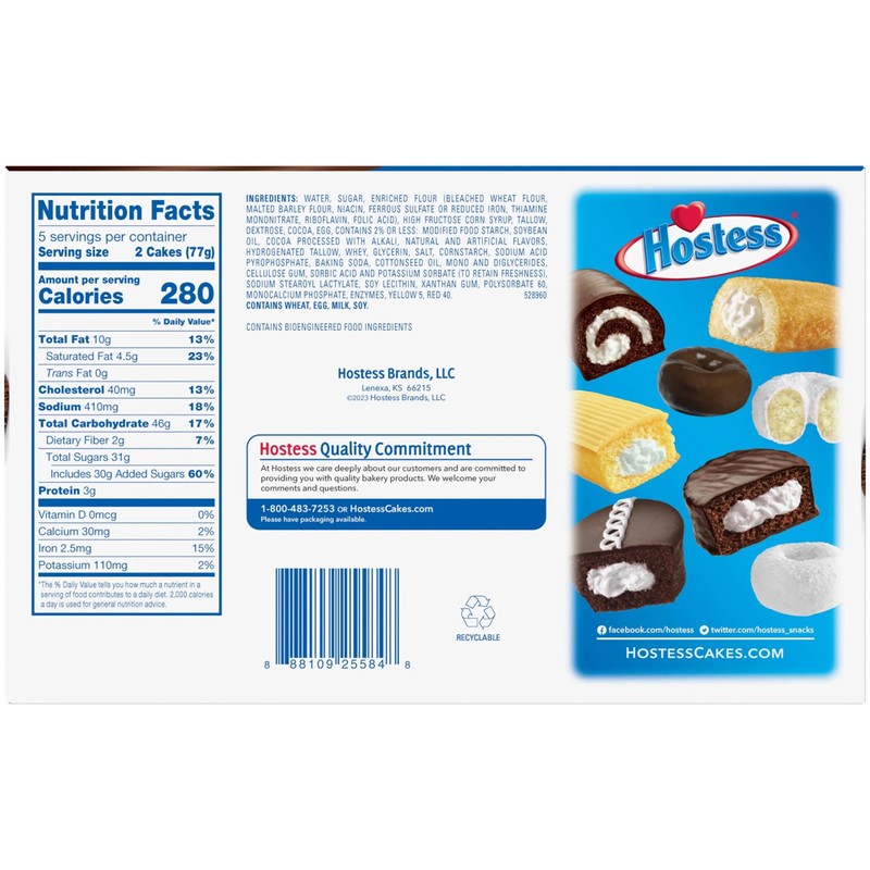 Hostess Chocolate Cake Twinkies, 10-Count Individually Wrapped Chocolate Sponge Cake