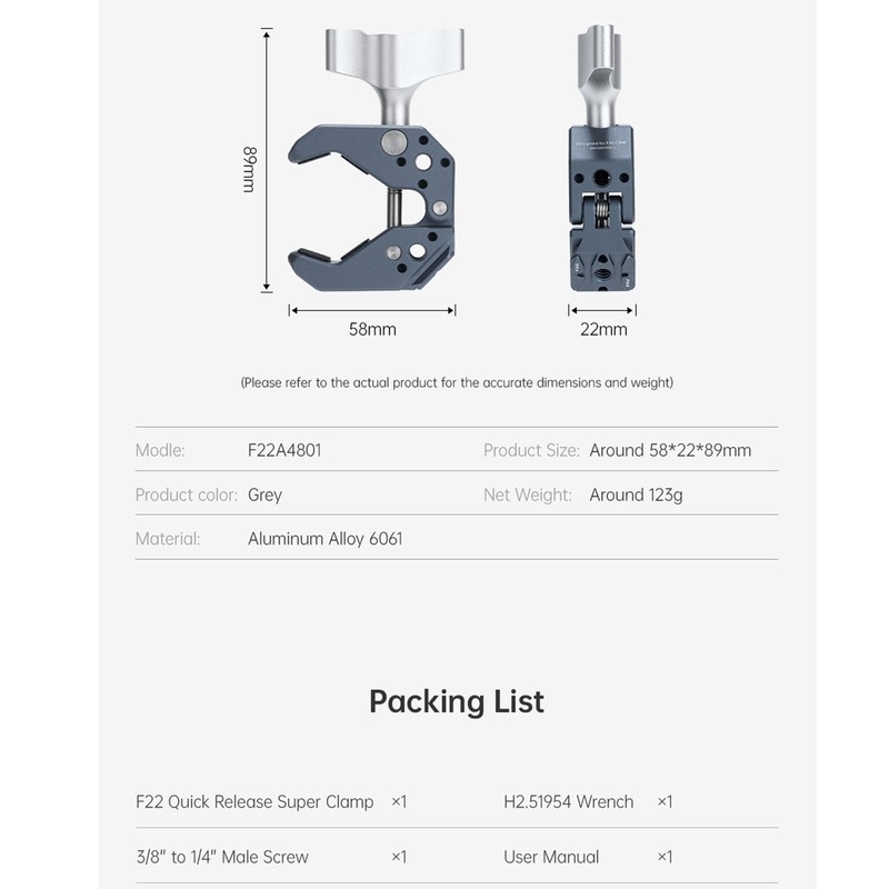 FALCAM F22 Quick Release Super Clamp Ensures Stability and Durability