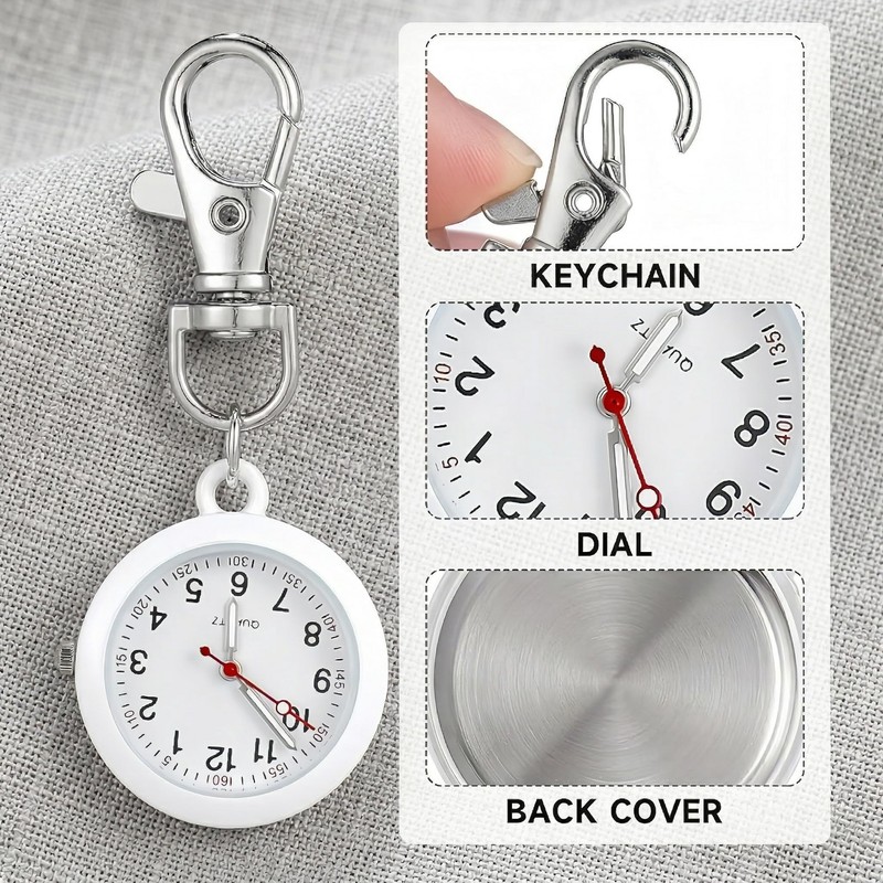 LAoabyoe Clip On Nurse Watch with Second Hand, Glow in
