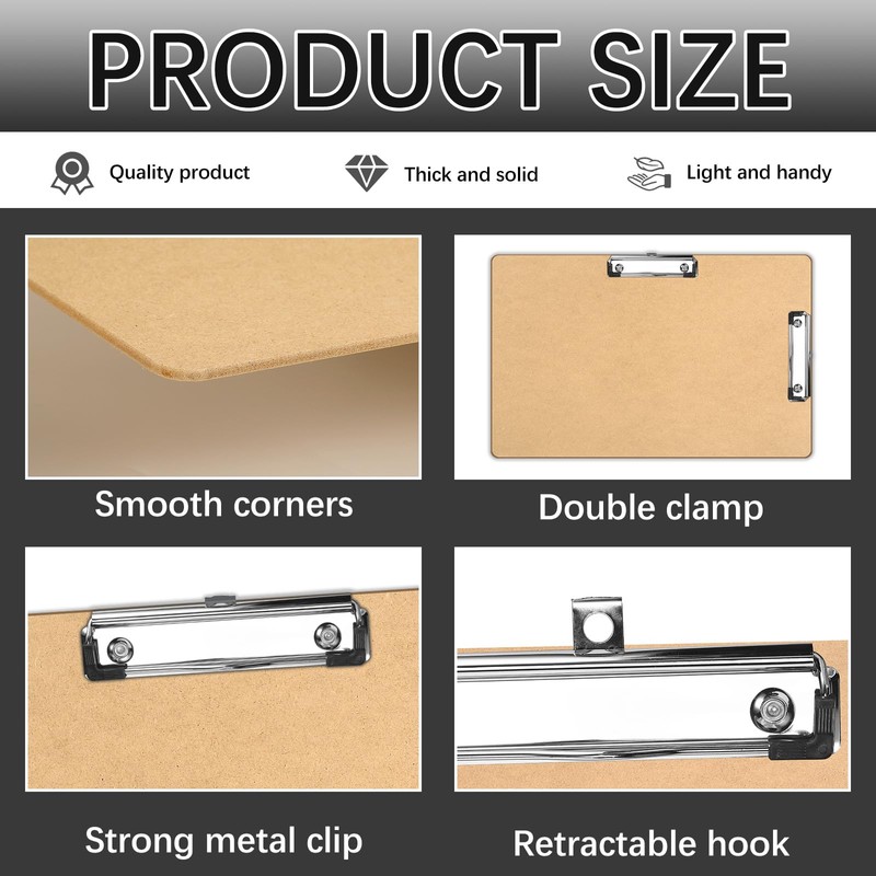 6 PCS Extra Large 11x17 Clipboard, Wood Cleats with Low