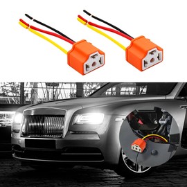 RGOAANC 2PCS Ceramic H4 9003 HB2 Wiring Harness Headlight Socket, Headlamp Connector, 16AWG Socket Female Adapter Wiring Harness Wire, Car Accessories Wiring Harness Headlamp Socket for Cars (Orange)