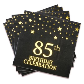 Pandecor - Paquete de 50 servilletas de 85 años para fiesta de cumpleaños de 3 capas, 6.5 x 6.5 pulgadas en papel para decoración de fiesta de cumpleaños (servilletas de 85 cumpleaños)