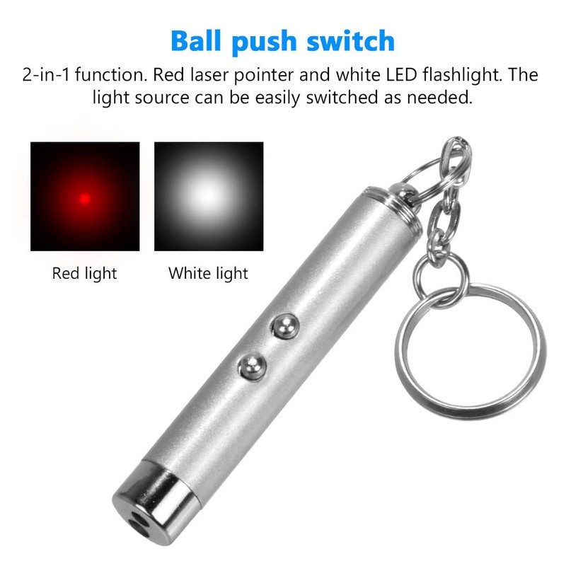 CHUQIANTONG 2-in-1 Cat Pet Toy Red LED Pointer Pen White