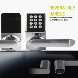 ZEVAWAY Keyless Entry Door Lock with Handle, Keypad Lock, IC Card & Key, Easy Installation, Satin Nickel