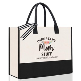 YUANHAO Mom Gifts Tote Bag, Important Mom Stuff Tote, Mother's Day Gift,Mom Gifts Birthday for Mom Handbag Shopping Bag Grocery Bag Utility Tote