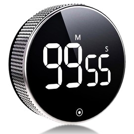 Digital Timer, Magnetic Egg Timer, Kitchen Timer, Digital Countdown Timer, Kitchen Timer, Digital LED Screen, 3-Level Volume for Cooking, Sports, Study (Black)