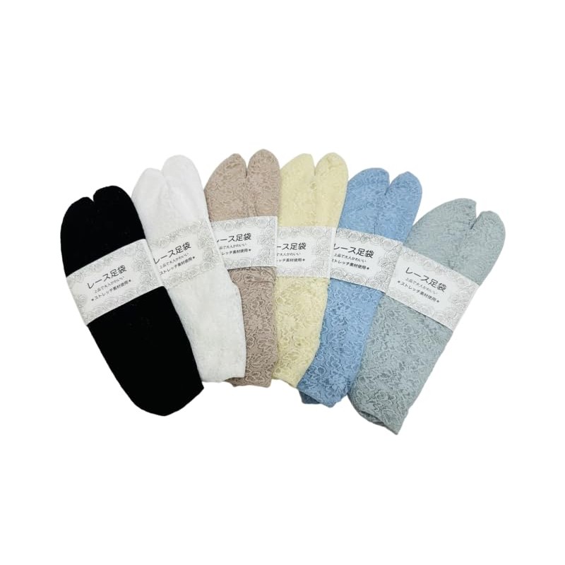 MiAn Stretch Lace Tabi Socks, 8.7 - 9.8 inches (22