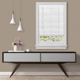Cordless Room Darkening Plantation Blind - 35 Inch Width, 64 Inch Length, 2" Vinyl Slat Size - White - GII Madera Falsa Faux Wood, Light Filtering Horizontal Windows Blinds by Achim Home Decor