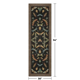 Black Kitchen Runner Rugs Non Skid Washable 2'6"x8', Stain Resistant Non Slip Rug Runners for Hallways, Entryway, Mudroom - Dark Floral Insect Boho Home Decor