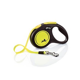 FLEXI Automatic Leash, Small (5m), Negro/Amarillo Reflejante