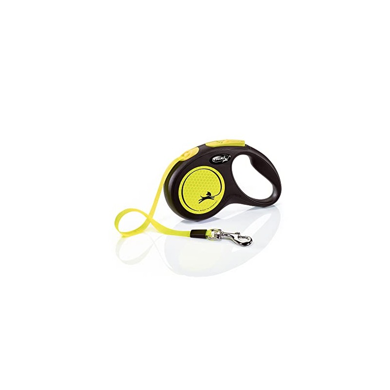 FLEXI Automatic Leash, Small (5m), Negro/Amarillo Reflejante