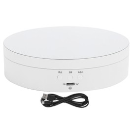 3 Speeds Electric Rotating Display Stand 360 Degree Turntable Jewelry Holder USB ChargingWhite